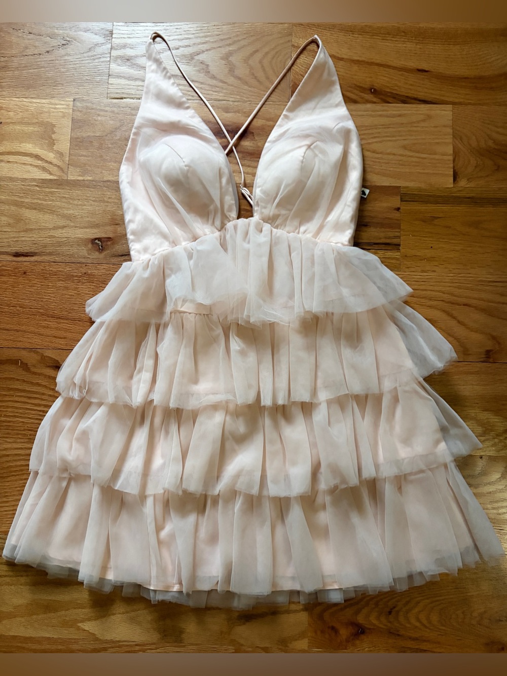 Sleeveless Tiered Ruffle Mini Dress in Light Blush